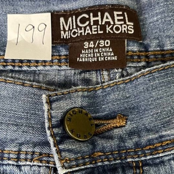 Michael Kors Mens Light Wash Jeans, Size 34/30 100% Cotton Straight Cut - Picture 5 of 10